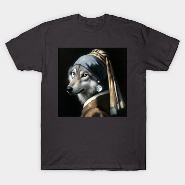 Wildlife Conservation - Pearl Earring Gray Wolf Meme T-Shirt by Edd Paint Something